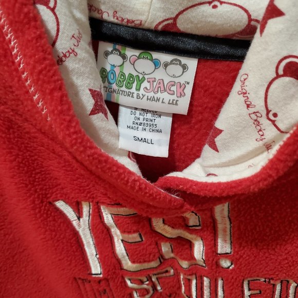 Bobby Jack red, microfleece hoodie with kangaroo pocket, junior size small - Picture 3 of 3